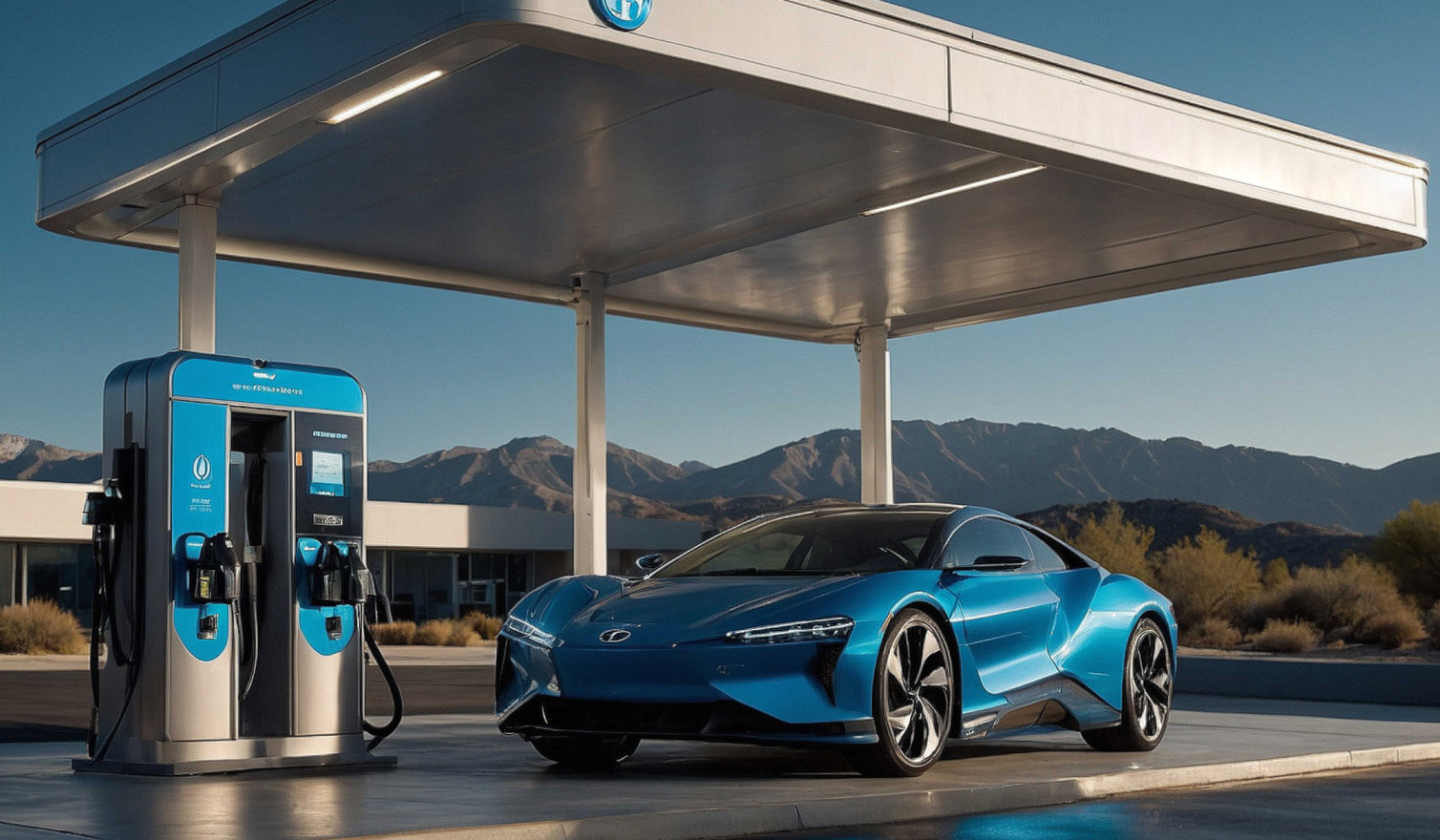 Hydrogen car at the station